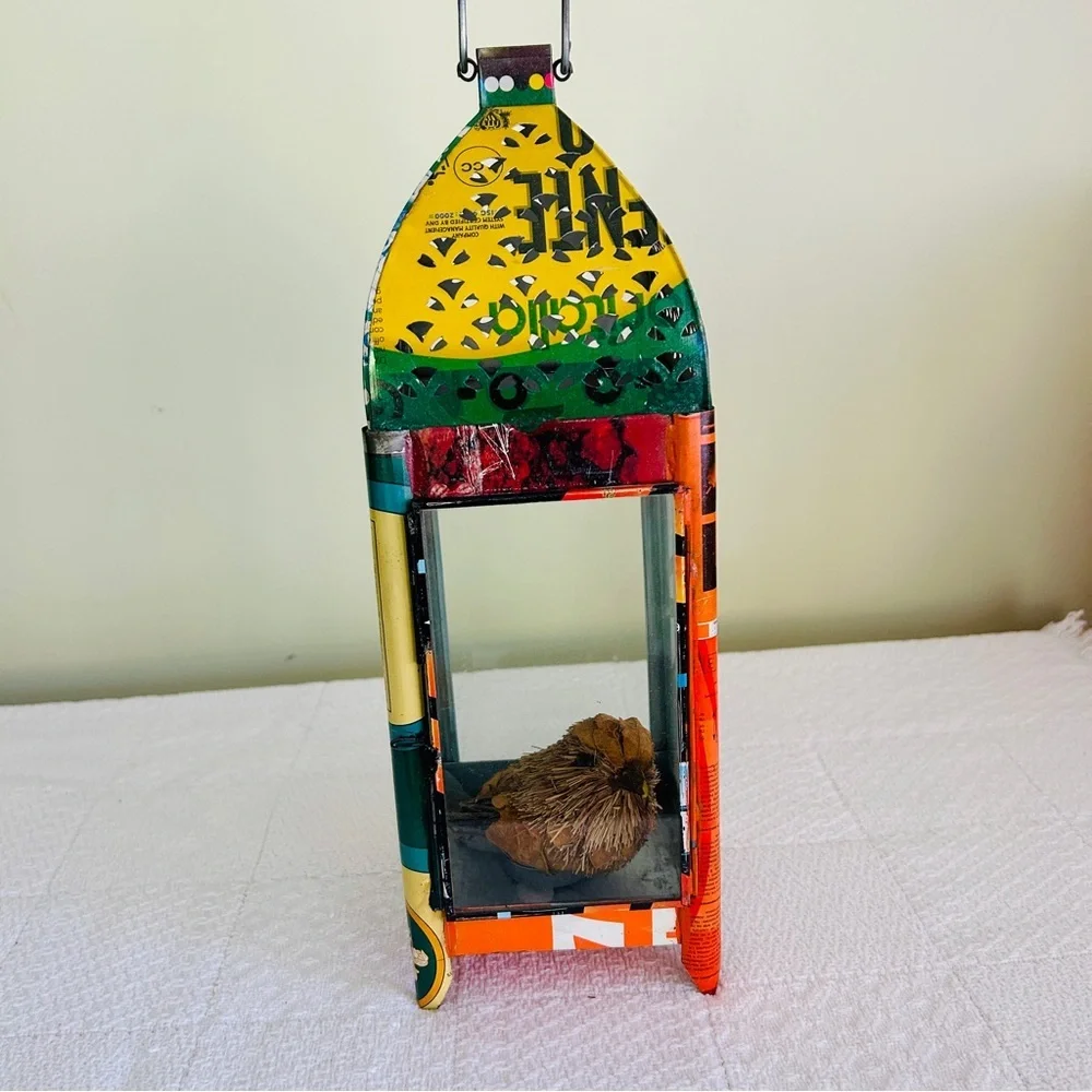 Urban Outfitters Y2K Colorful Upcycled Metal Lantern • Pierced Tin •